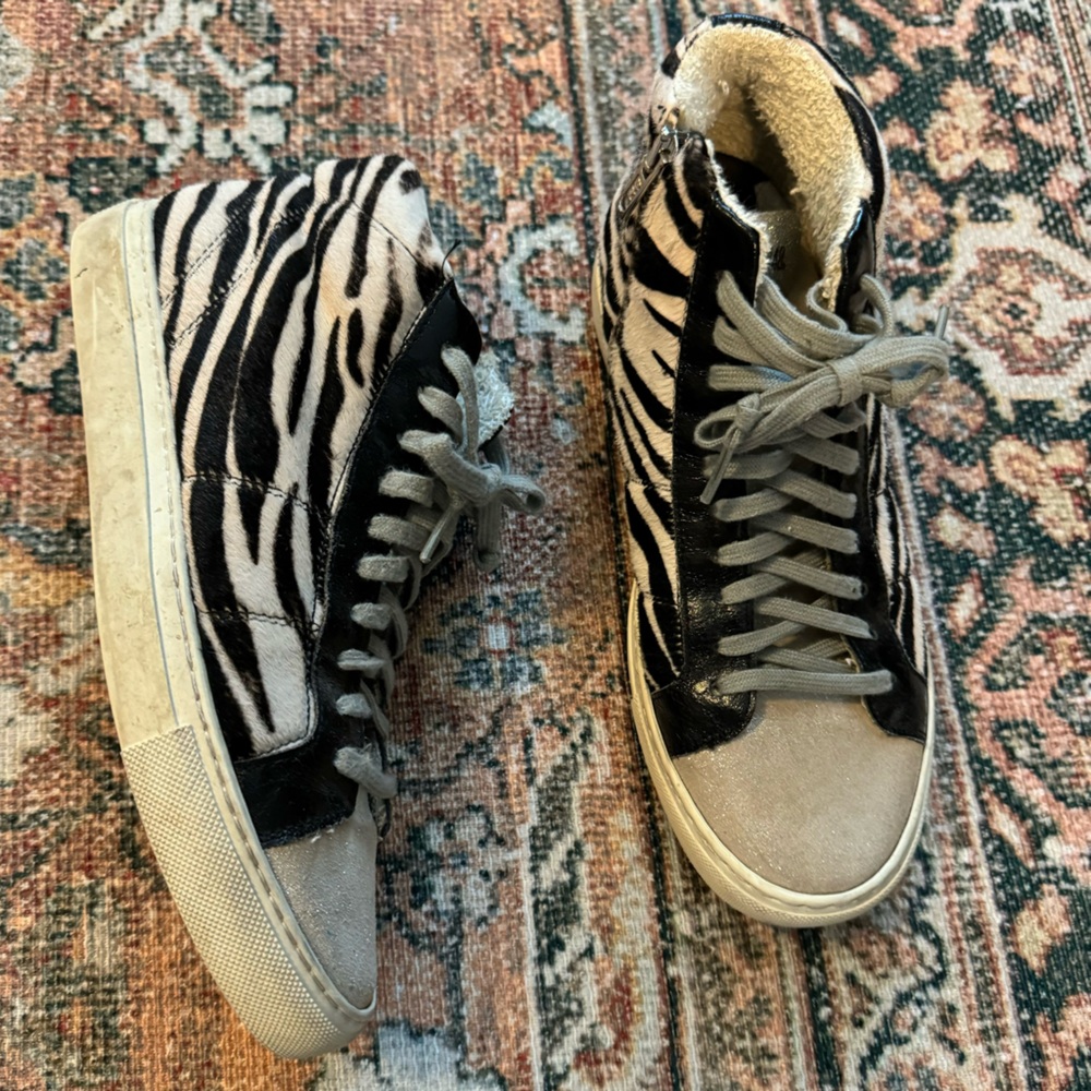 P448 Zebra High Top Sneakers Genuine Suede